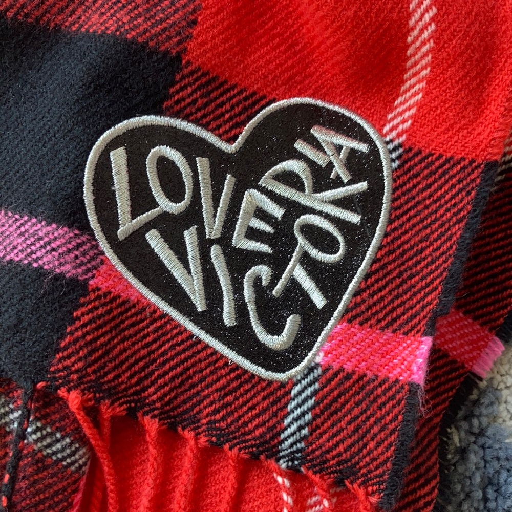 NWOT Victoria’s Secret Red, Pink plaid scarf - Picture 3 of 6